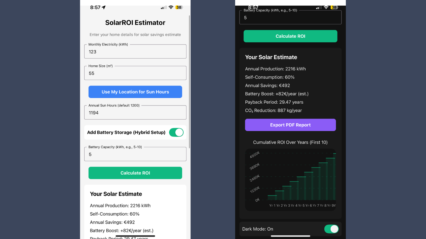 Solar ROI Estimator